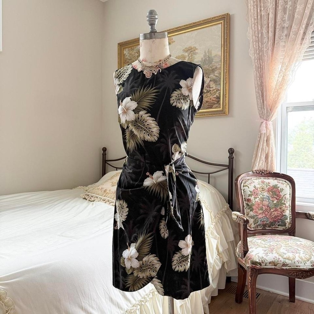 90s Pacific‎ Legend black tropical wrap dress size medium
